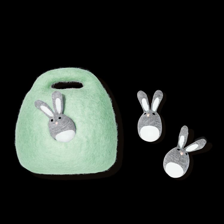 Bunnies in a Felt Burrow from The Babbler Play Kit